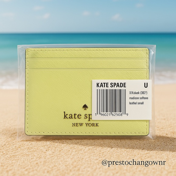 Kate Spade Lime Leather Card Holder NWT